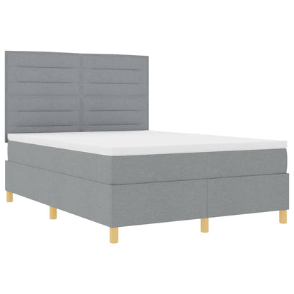 Postel S Boxspringem S Matrací Světle Šedá 140 X 190 Cm Textil
