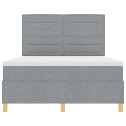 Postel S Boxspringem S Matrací Světle Šedá 140 X 190 Cm Textil