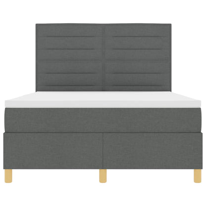 Postel S Boxspringem S Matrací Tmavě Šedá 140 X 190 Cm Textil