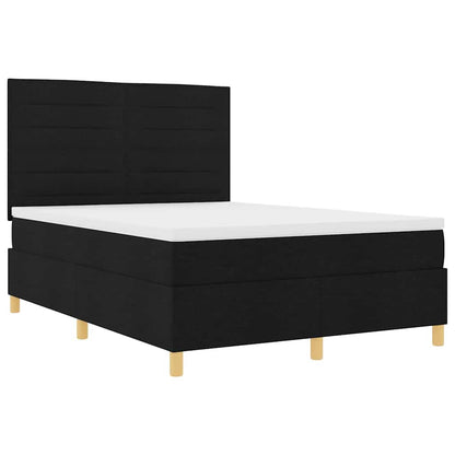 Postel S Boxspringem S Matrací S Čelo Černá 140 X 190 Cm Textil