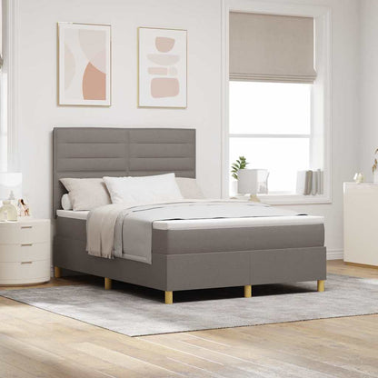 Postel S Boxspringem S Matrací S Čelo Taupe 140 X 190 Cm Textil