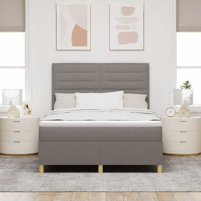 Postel S Boxspringem S Matrací S Čelo Taupe 140 X 190 Cm Textil