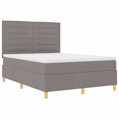 Postel S Boxspringem S Matrací S Čelo Taupe 140 X 190 Cm Textil