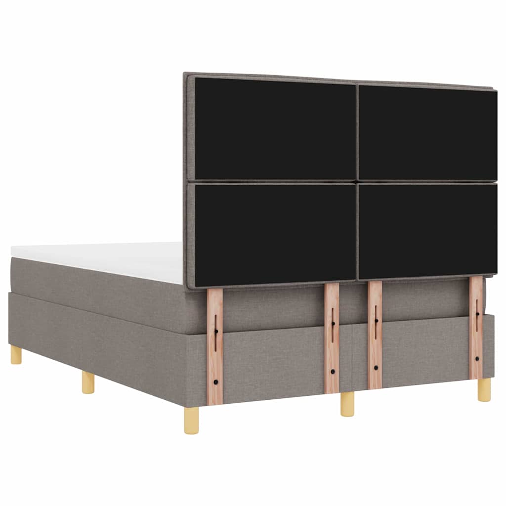 Postel S Boxspringem S Matrací S Čelo Taupe 140 X 190 Cm Textil