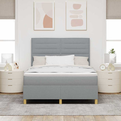 Postel S Boxspringem S Matrací Světle Šedá 140 X 200 Cm Textil