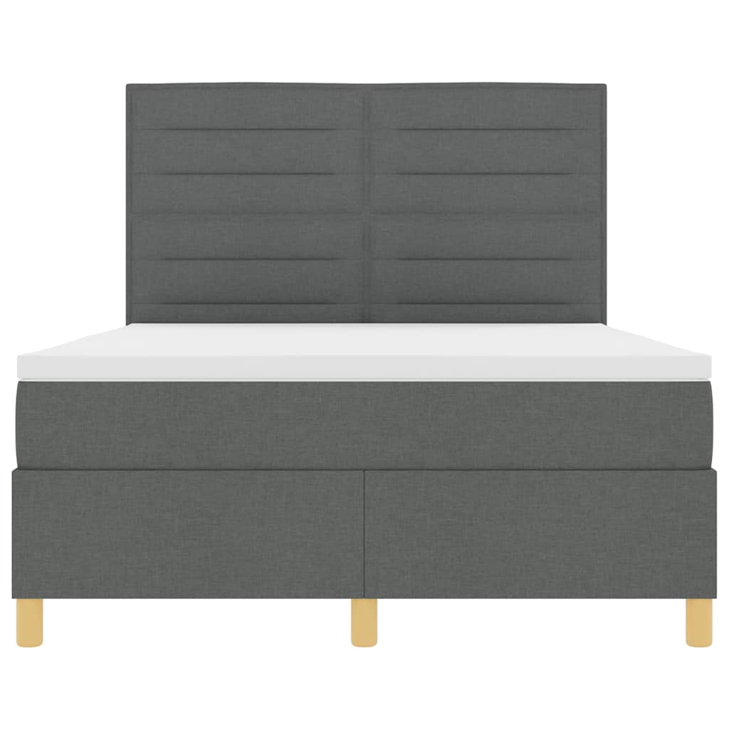 Postel S Boxspringem S Matrací Tmavě Šedá 140 X 200 Cm Textil