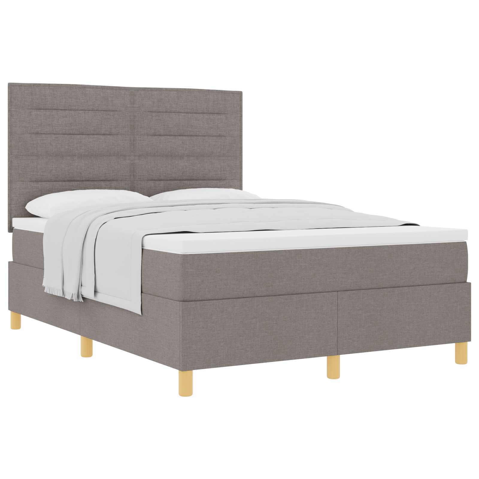 Postel S Boxspringem S Matrací S Čelo Taupe 140 X 200 Cm Textil