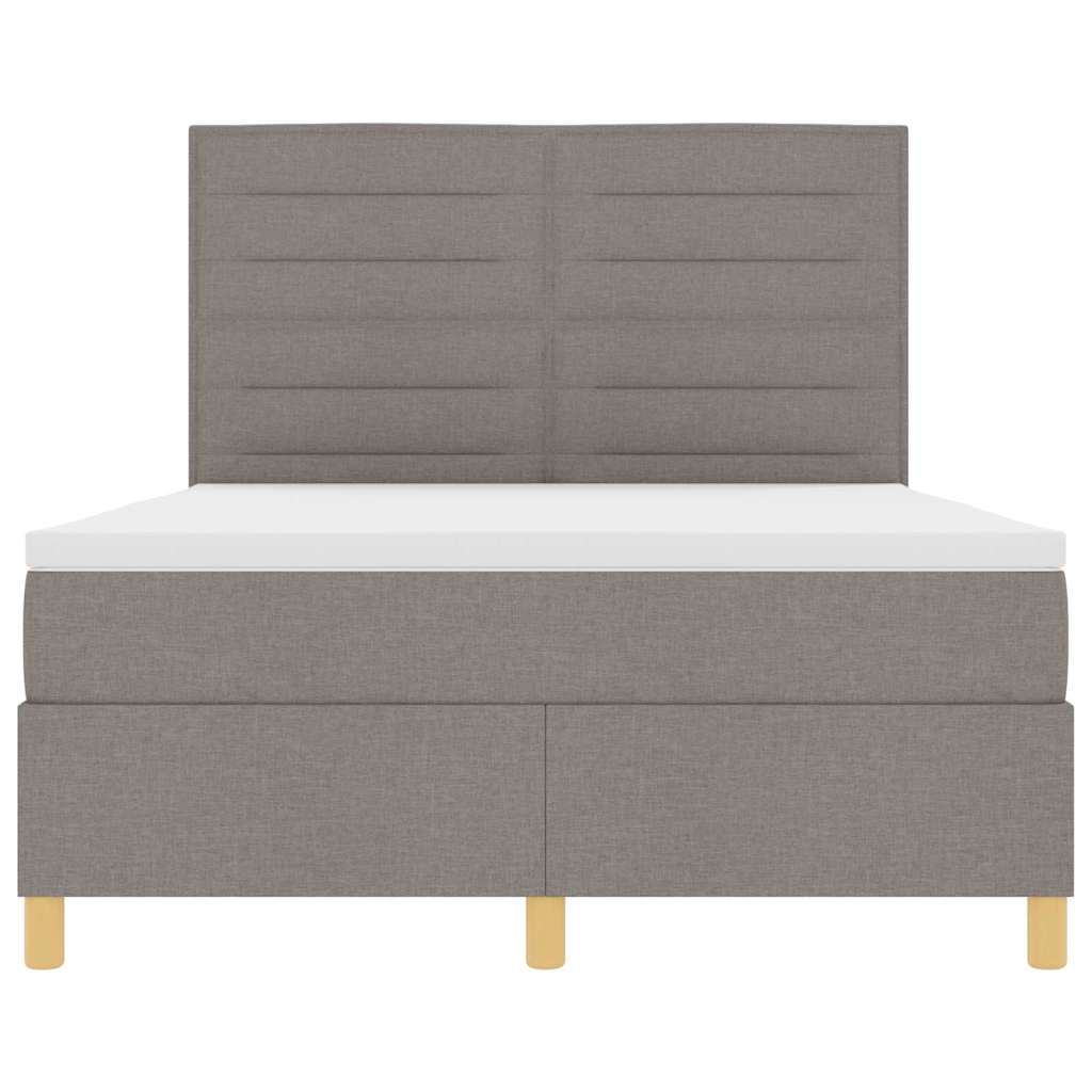 Postel S Boxspringem S Matrací S Čelo Taupe 140 X 200 Cm Textil