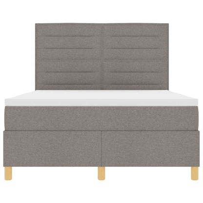Postel S Boxspringem S Matrací S Čelo Taupe 140 X 200 Cm Textil