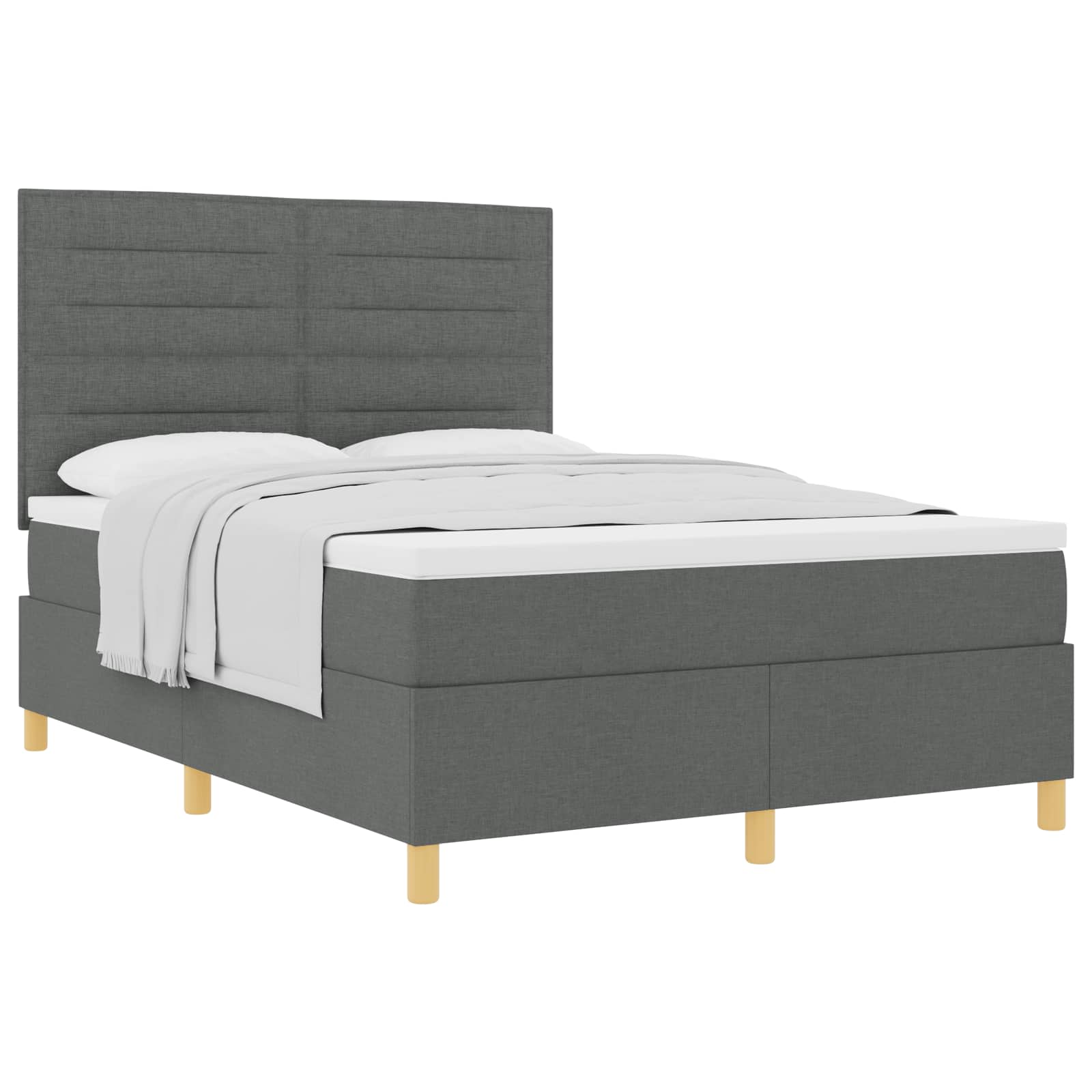 Postel S Boxspringem S Matrací Tmavě Šedá 160 X 200 Cm Textil