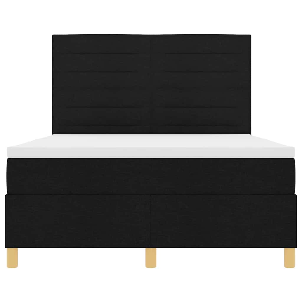 Postel S Boxspringem S Matrací S Čelo Černá 160 X 200 Cm Textil
