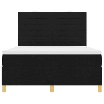 Postel S Boxspringem S Matrací S Čelo Černá 160 X 200 Cm Textil