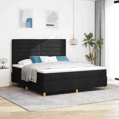 Postel S Boxspringem S Matrací S Čelo Černá 180 X 200 Cm Textil