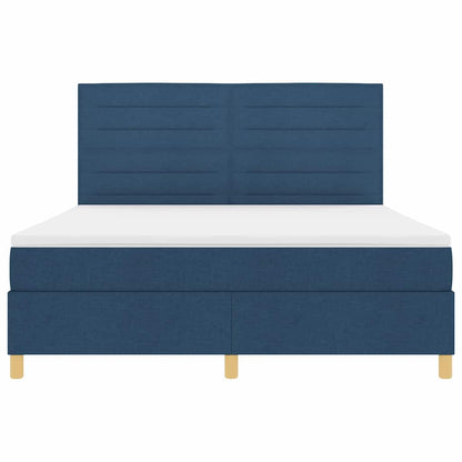 Postel S Boxspringem S Čelo Modrá 180 X 200 Cm Textil