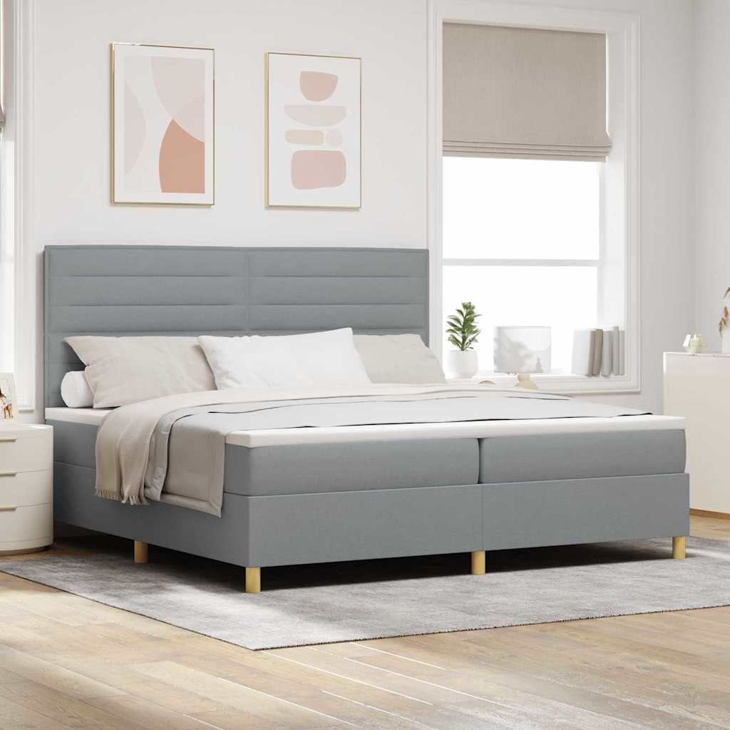 Postel S Boxspringem S Matrací Světle Šedá 200 X 200 Cm Textil
