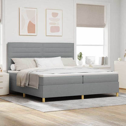 Postel S Boxspringem S Matrací Světle Šedá 200 X 200 Cm Textil