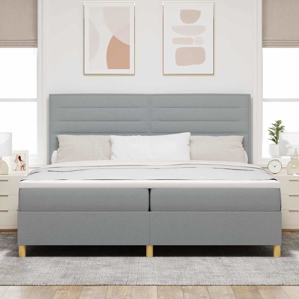 Postel S Boxspringem S Matrací Světle Šedá 200 X 200 Cm Textil