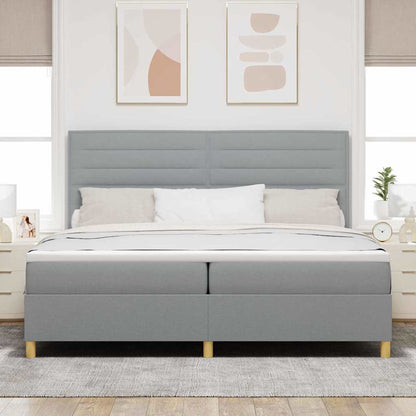 Postel S Boxspringem S Matrací Světle Šedá 200 X 200 Cm Textil