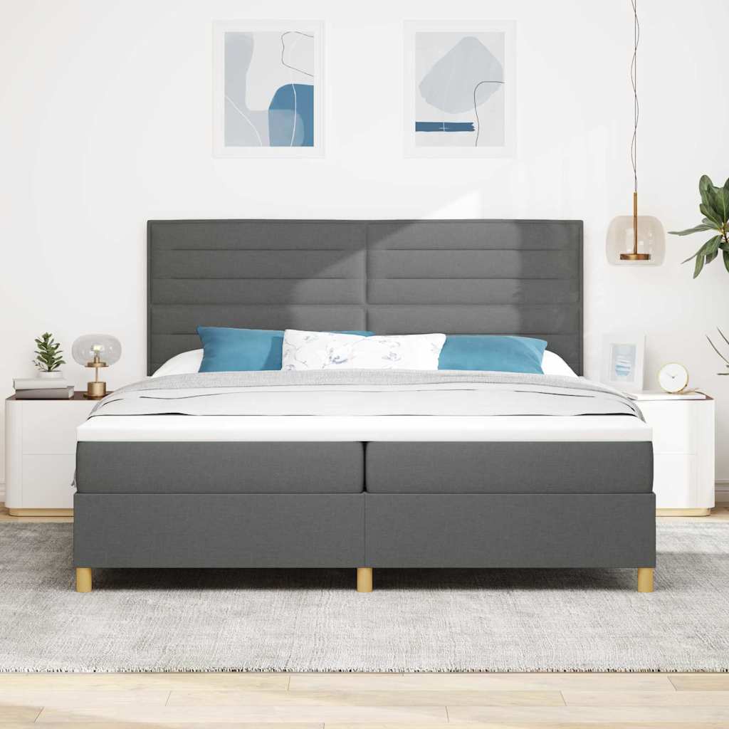 Postel S Boxspringem S Matrací Tmavě Šedá 200 X 200 Cm Textil