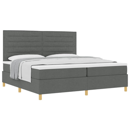Postel S Boxspringem S Matrací Tmavě Šedá 200 X 200 Cm Textil