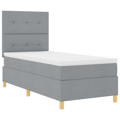 Postel S Boxspringem S Čelo Světle Šedá 80 X 200 Cm Textil