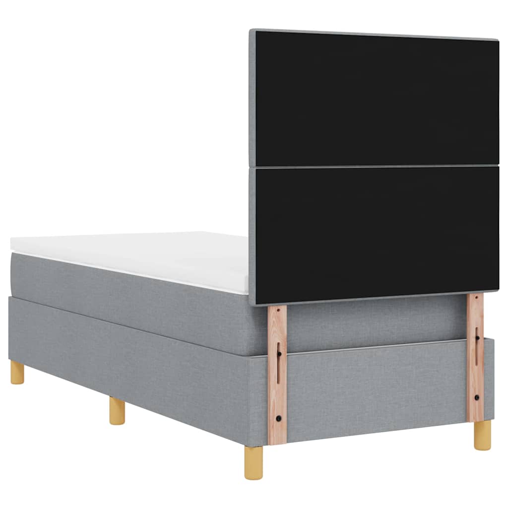 Postel S Boxspringem S Čelo Světle Šedá 80 X 200 Cm Textil