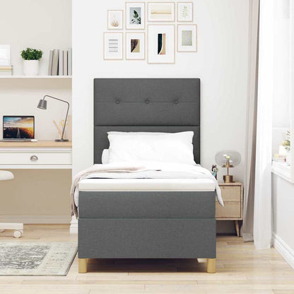 Postel S Boxspringem S Čelo Tmavě Šedá 80 X 200 Cm Textil