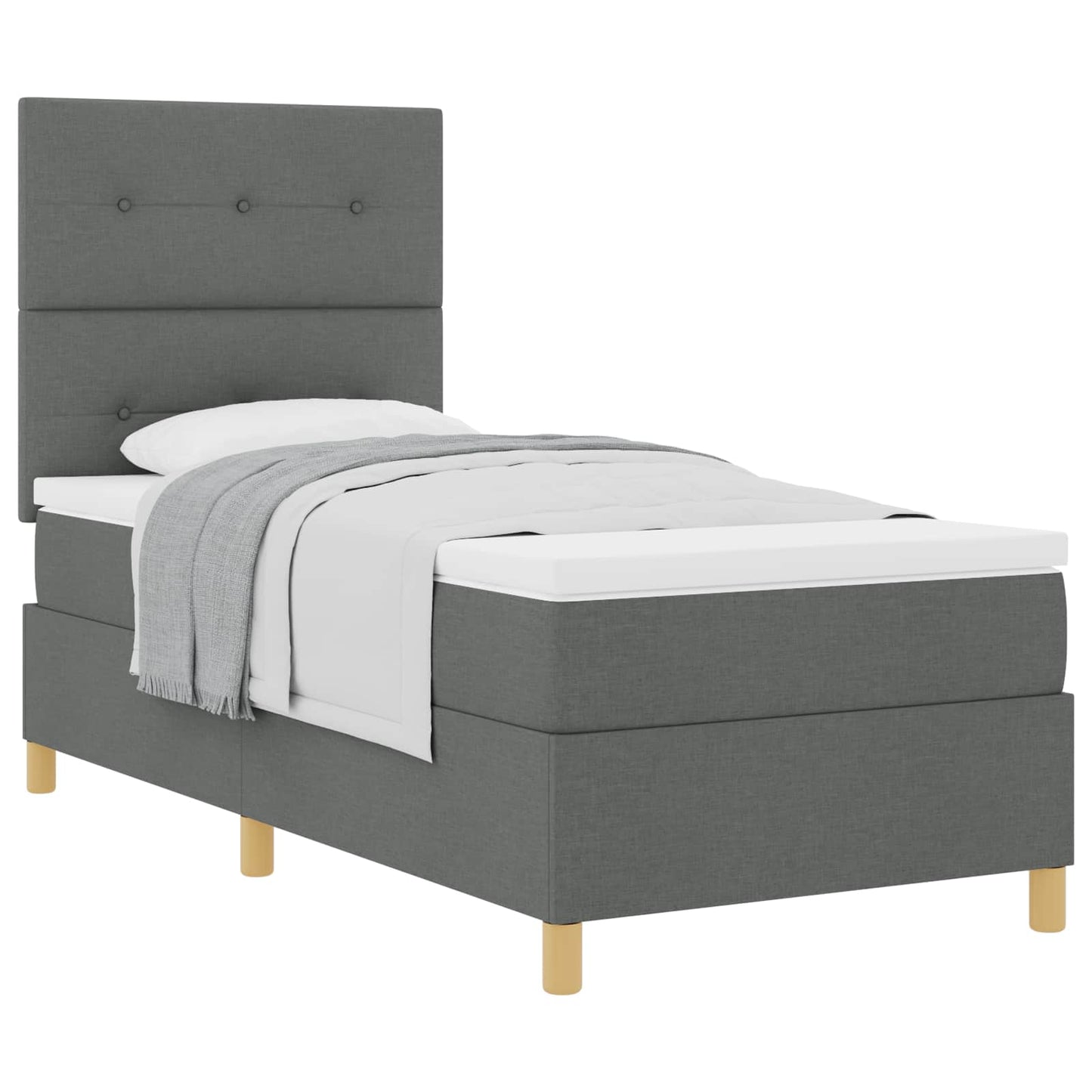 Postel S Boxspringem S Čelo Tmavě Šedá 80 X 200 Cm Textil