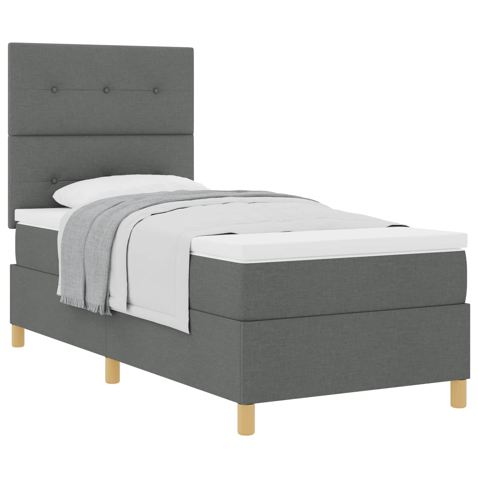 Postel S Boxspringem S Čelo Tmavě Šedá 80 X 200 Cm Textil