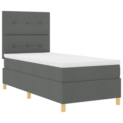 Postel S Boxspringem S Čelo Tmavě Šedá 80 X 200 Cm Textil