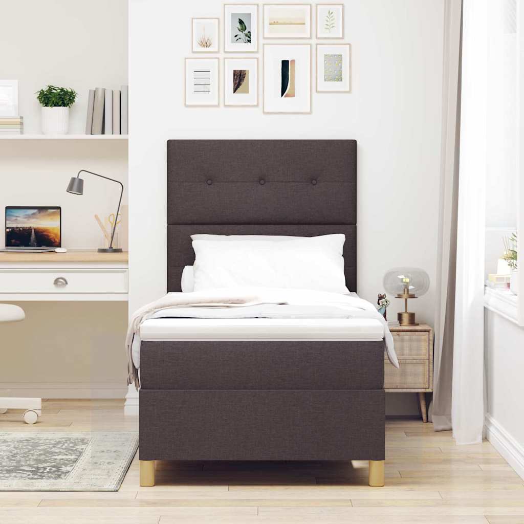 Postel S Boxspringem S Čelo Tmavě Hnědá 80 X 200 Cm Textil