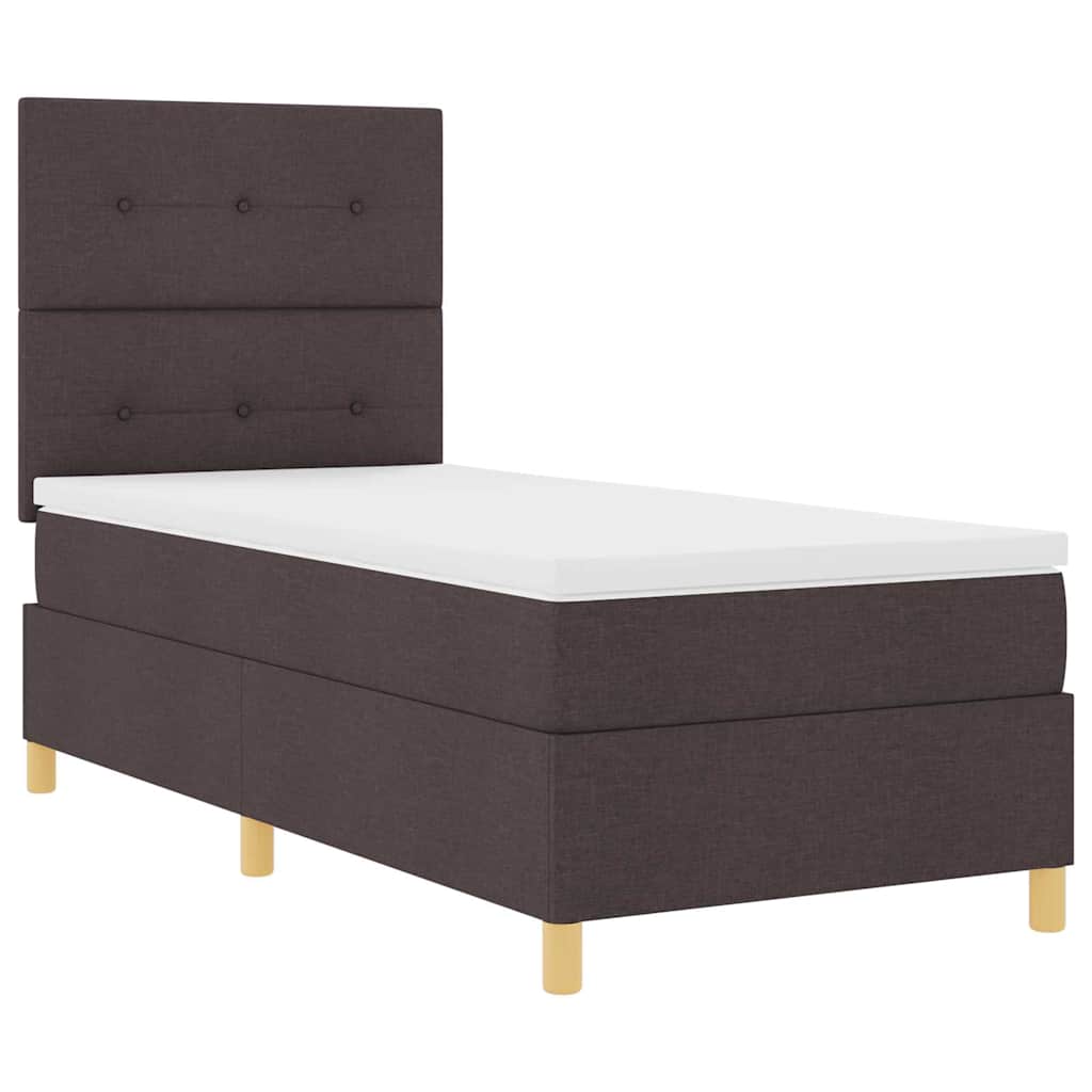 Postel S Boxspringem S Čelo Tmavě Hnědá 80 X 200 Cm Textil
