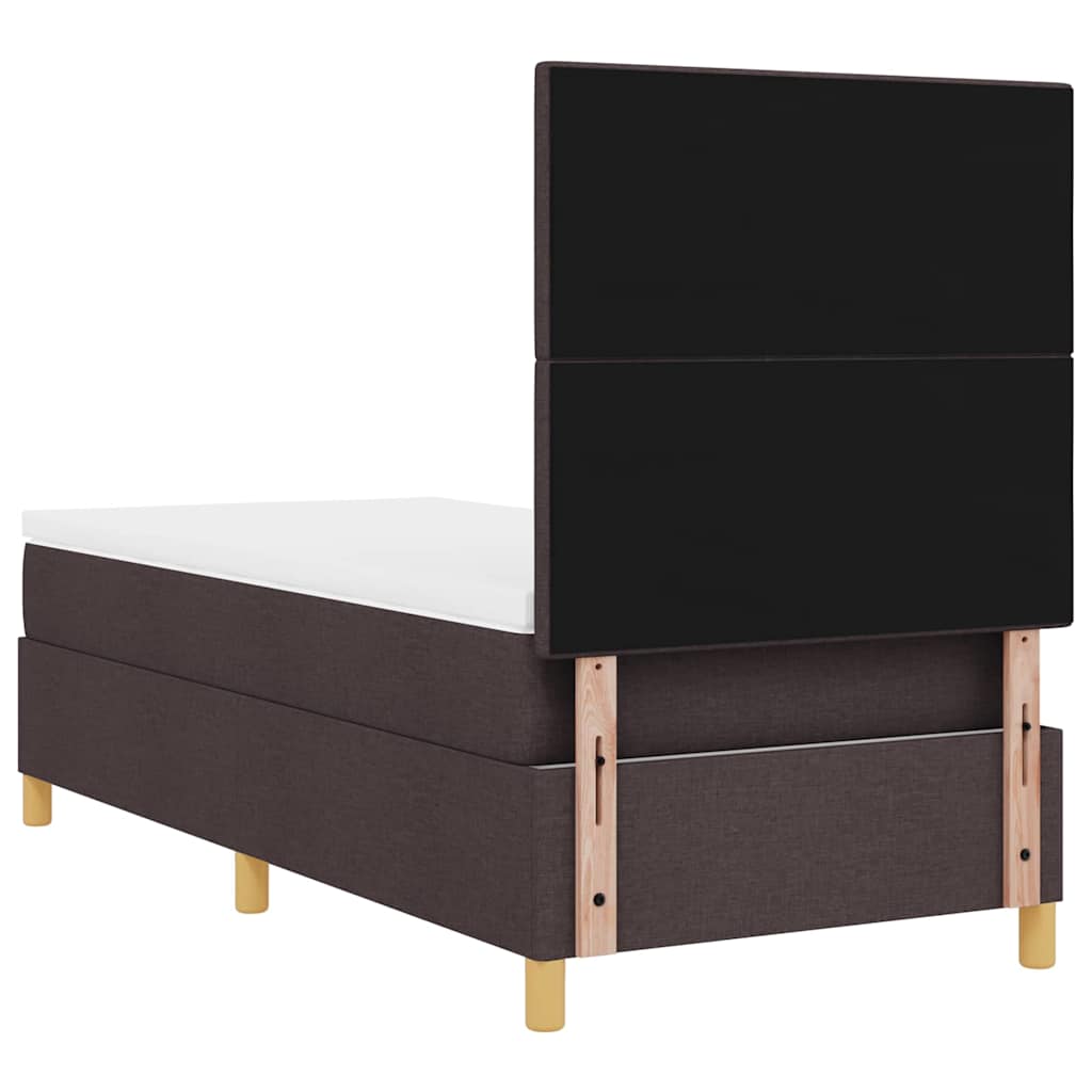Postel S Boxspringem S Čelo Tmavě Hnědá 80 X 200 Cm Textil
