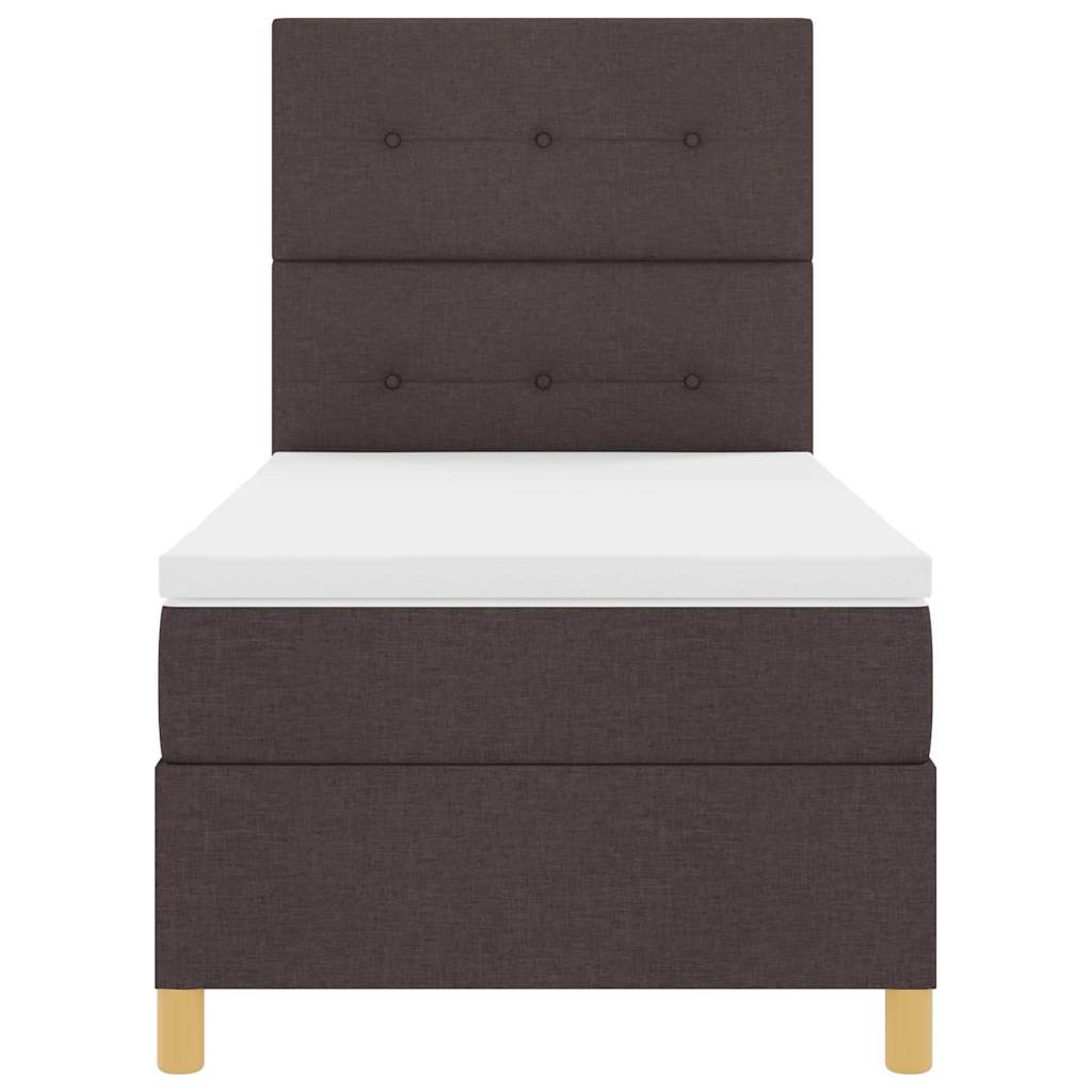 Postel S Boxspringem S Čelo Tmavě Hnědá 80 X 200 Cm Textil