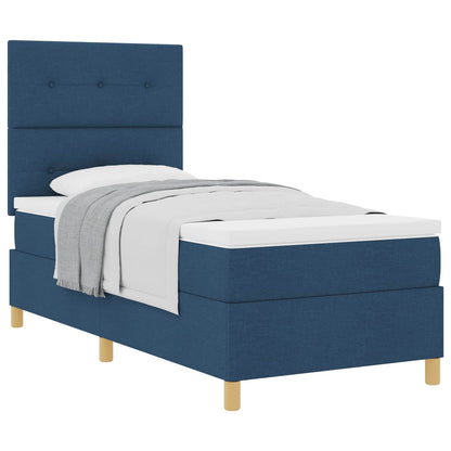 Postel S Boxspringem S Čelo Modrá 80 X 200 Cm Textil