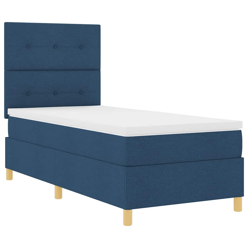 Postel S Boxspringem S Čelo Modrá 80 X 200 Cm Textil