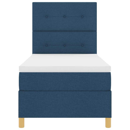 Postel S Boxspringem S Čelo Modrá 80 X 200 Cm Textil