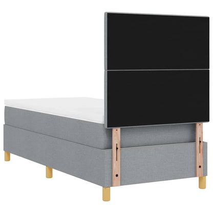 Postel S Boxspringem S Čelo Světle Šedá 90 X 190 Cm Textil