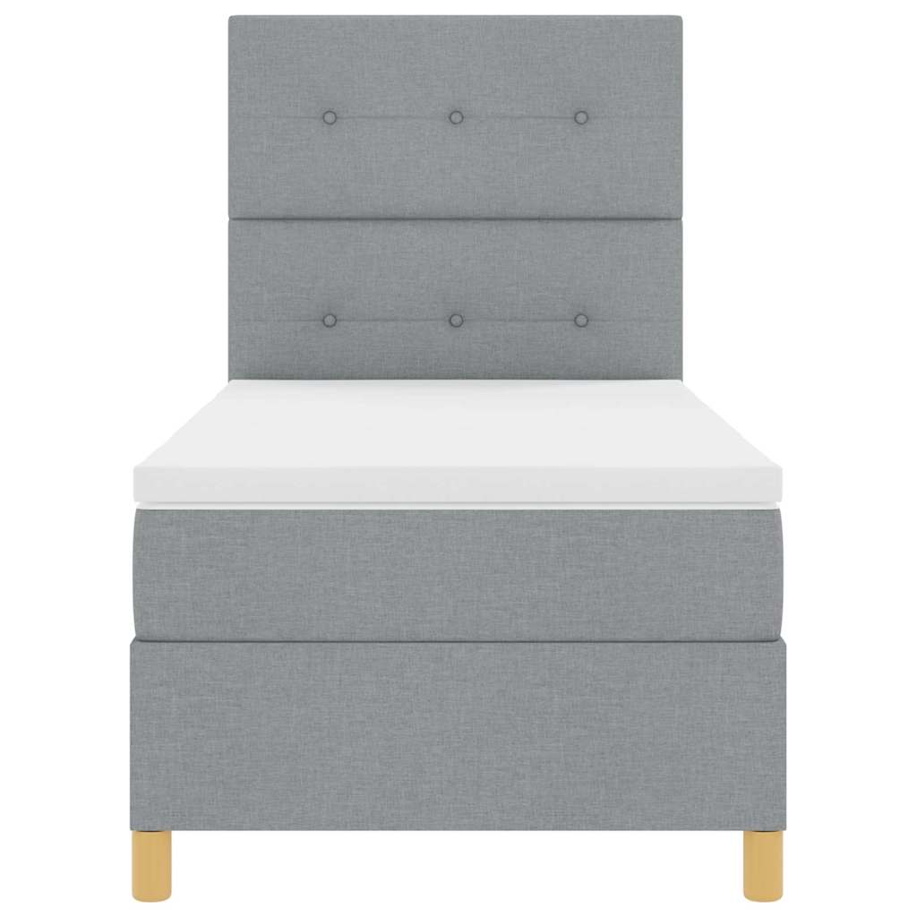 Postel S Boxspringem S Čelo Světle Šedá 90 X 190 Cm Textil