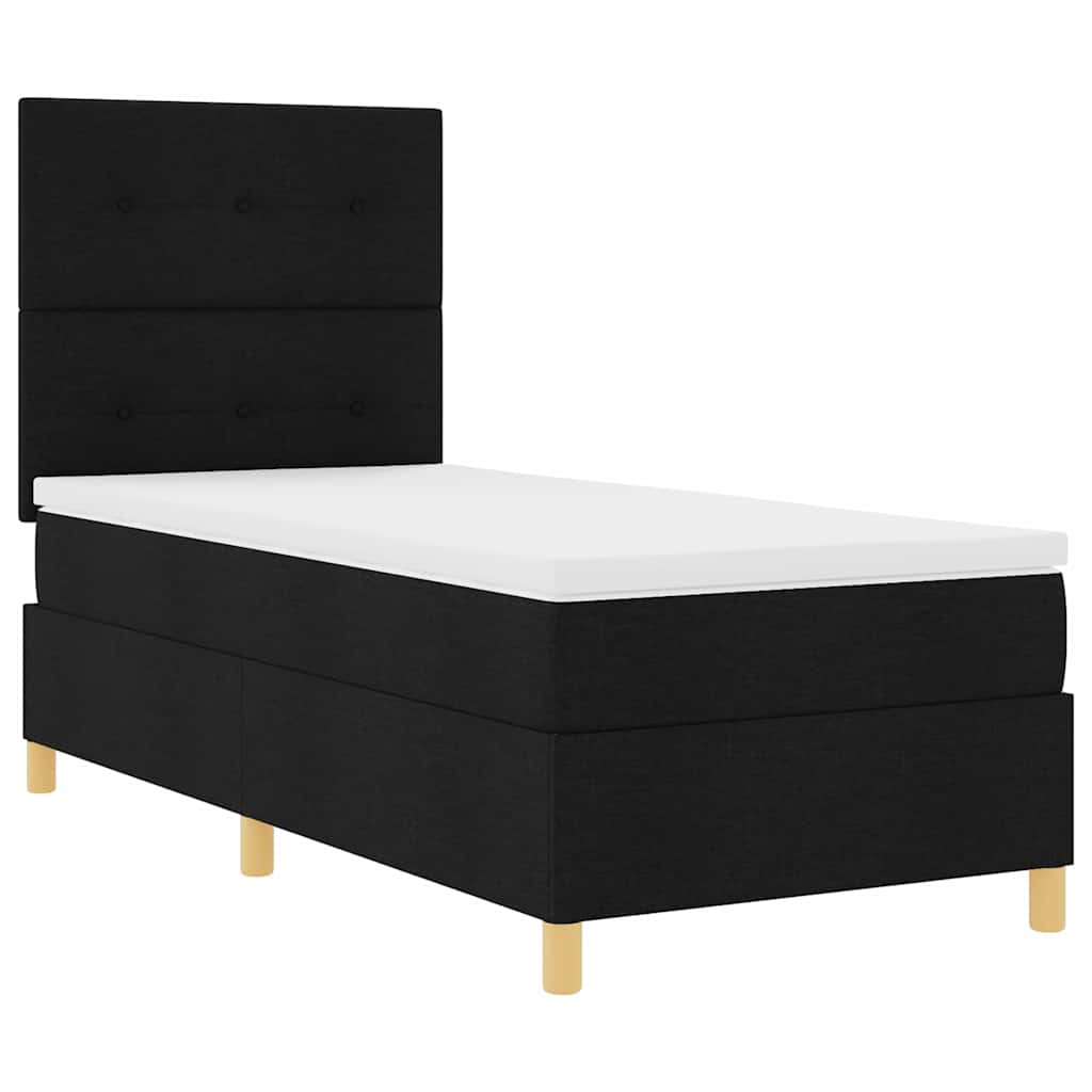Postel S Boxspringem S Čelo Černá 90 X 190 Cm Textil