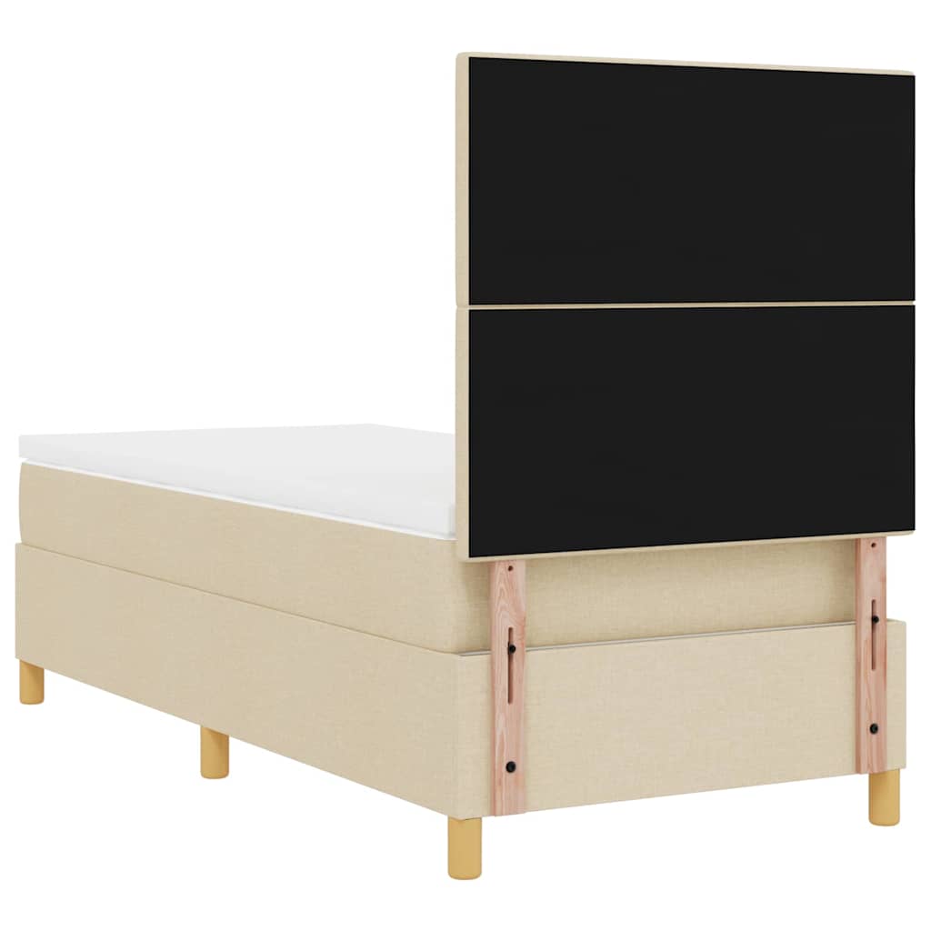Postel S Boxspringem S Čelo Krémová 90 X 190 Cm Textil