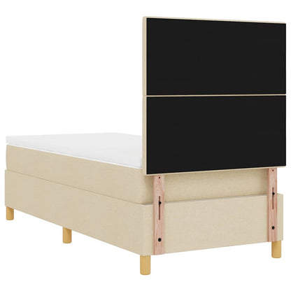 Postel S Boxspringem S Čelo Krémová 90 X 190 Cm Textil