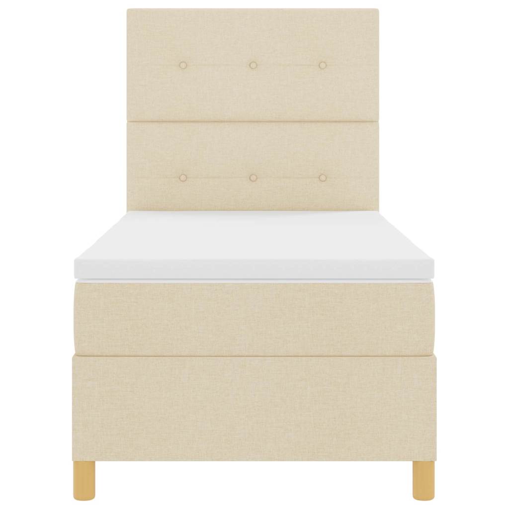 Postel S Boxspringem S Čelo Krémová 90 X 190 Cm Textil