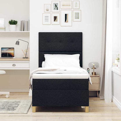 Postel S Boxspringem S Čelo Černá 90 X 200 Cm Textil