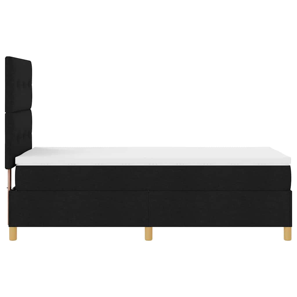 Postel S Boxspringem S Čelo Černá 90 X 200 Cm Textil