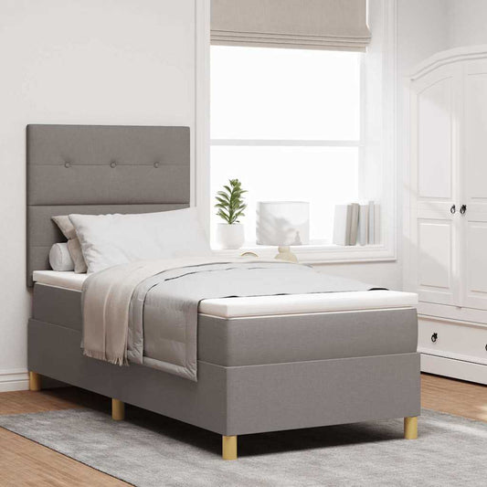 Postel S Boxspringem S Čelo Taupe 100 X 200 Cm Textil