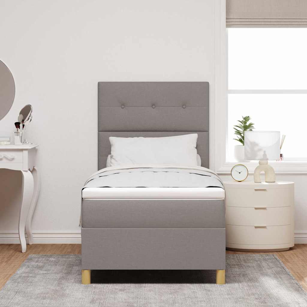 Postel S Boxspringem S Čelo Taupe 100 X 200 Cm Textil