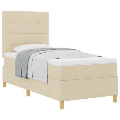 Postel S Boxspringem S Čelo Krémová 100 X 200 Cm Textil