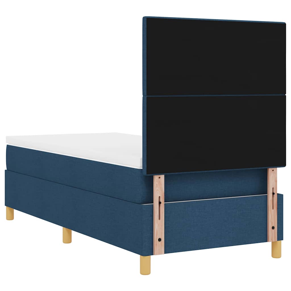 Postel S Boxspringem S Čelo Modrá 100 X 200 Cm Textil