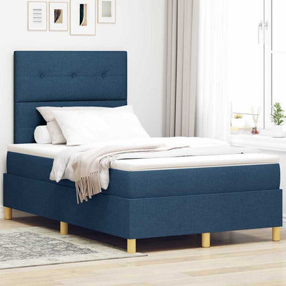 Postel S Boxspringem S Čelo Modrá 120 X 190 Cm Textil